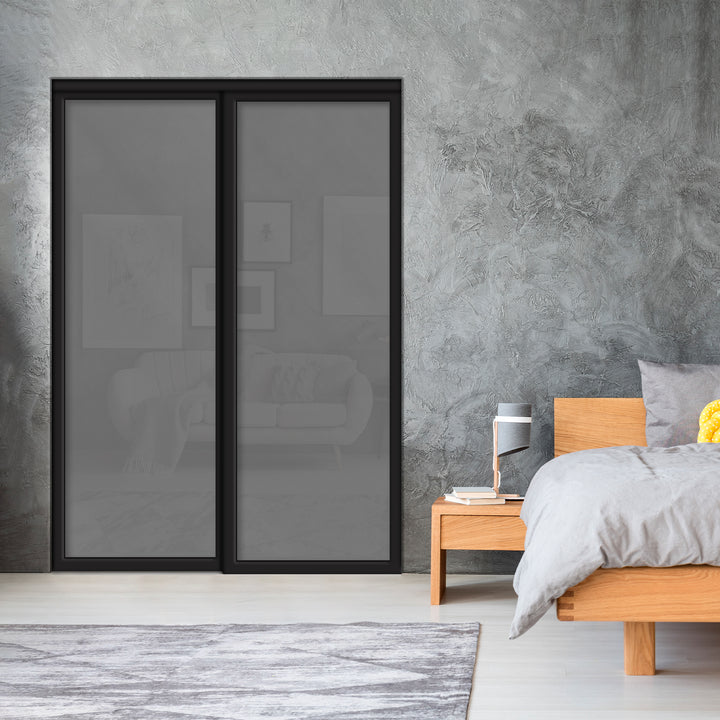 Sliding Bypass Closet Door with Glass & Mirror Panel Inserts MBS2 - 0548 - DoorDiscounter