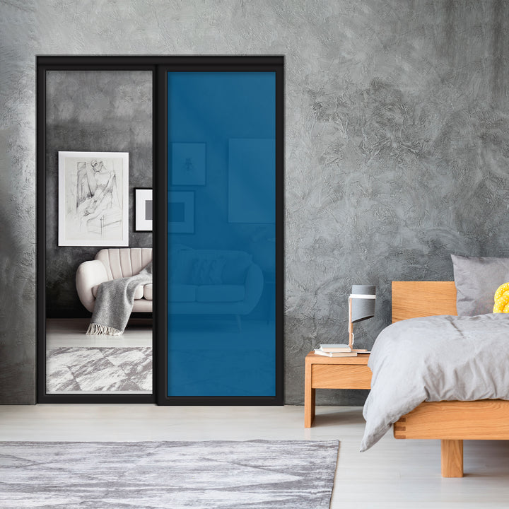 Sliding Bypass Closet Door with Glass & Mirror Panel Inserts MBS2 - 0549 - DoorDiscounter