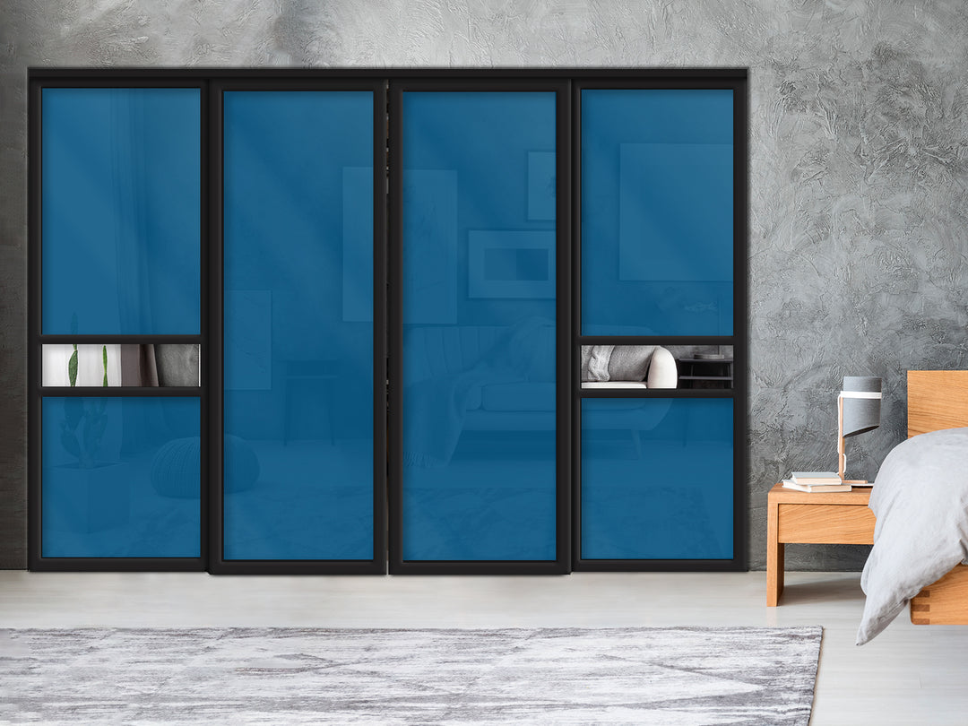 Sliding Bypass Closet Door with Glass & Mirror Panel Inserts MBS4 -0556 - DoorDiscounter