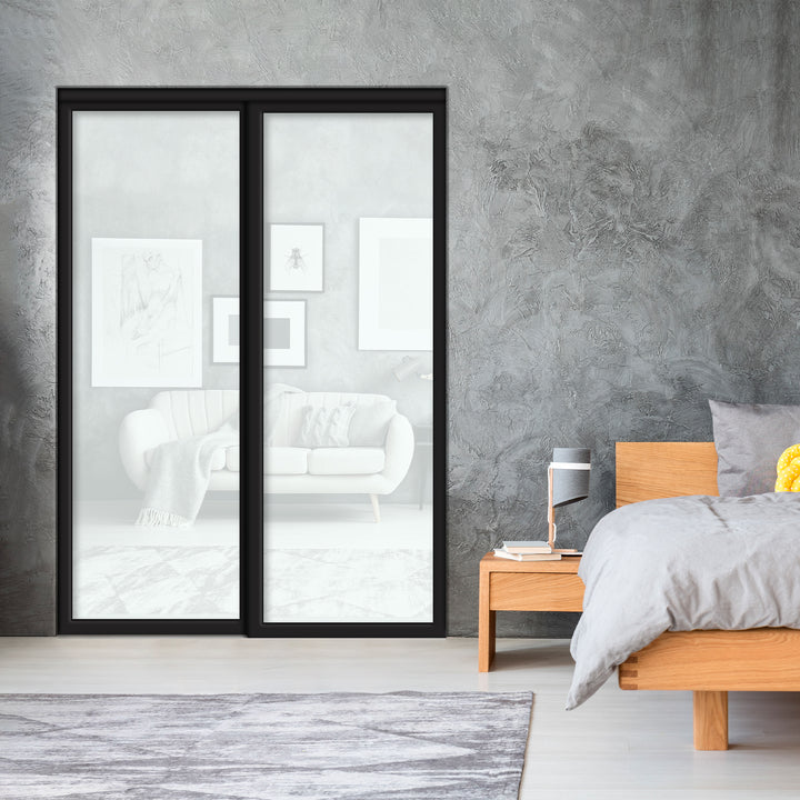 Sliding Bypass Closet Door with Glass & Mirror Panel Inserts MBS2 - 0550 - DoorDiscounter