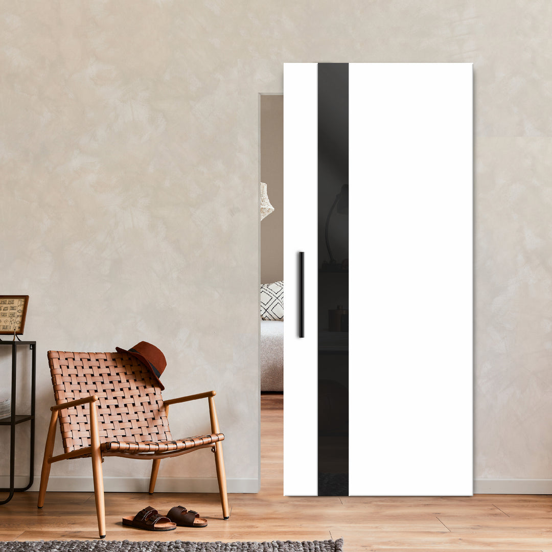 Flush Sliding Barn (Mirror/Colored Option Glass Insert) Door Hidden / Invisible Hardware  FHID - 1021 - DoorDiscounter