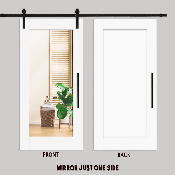 (Ready to Ship) Sliding Wooden Barn Door with Mirror Insert| ++Liquidation Sale++ - DoorDiscounter