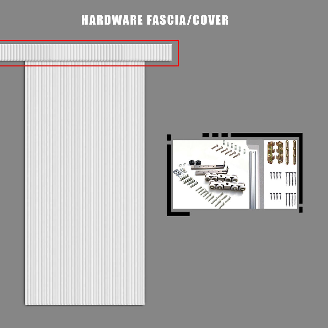Fluted Wooden Sliding Barn Door With Horizontal Lines FWSB - 1385 - DoorDiscounter