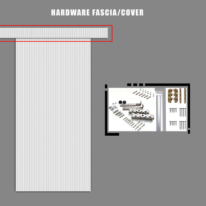 Fluted Wooden Sliding Barn Door With Horizontal Lines FWSB - 1385 - DoorDiscounter
