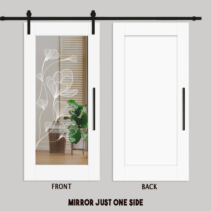 26" x 84" (Ready to Ship) Sliding Wooden Mirror Barn Door with Frosted Design| ++Liquidation Sale++ - DoorDiscounter