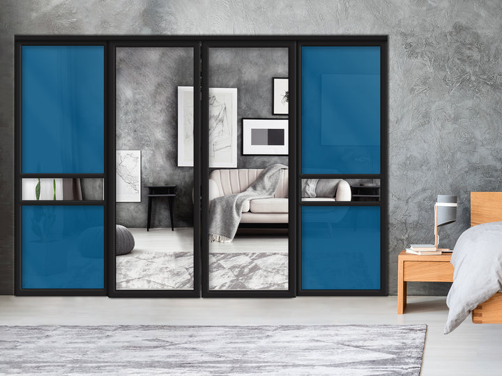 Sliding Bypass Closet Door with Glass & Mirror Panel Inserts MBS4 -0556 - DoorDiscounter