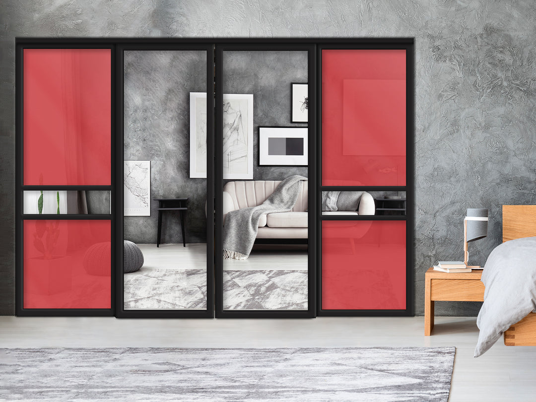 Sliding Bypass Closet Door with Glass & Mirror Panel Inserts MBS4 -0553 - DoorDiscounter