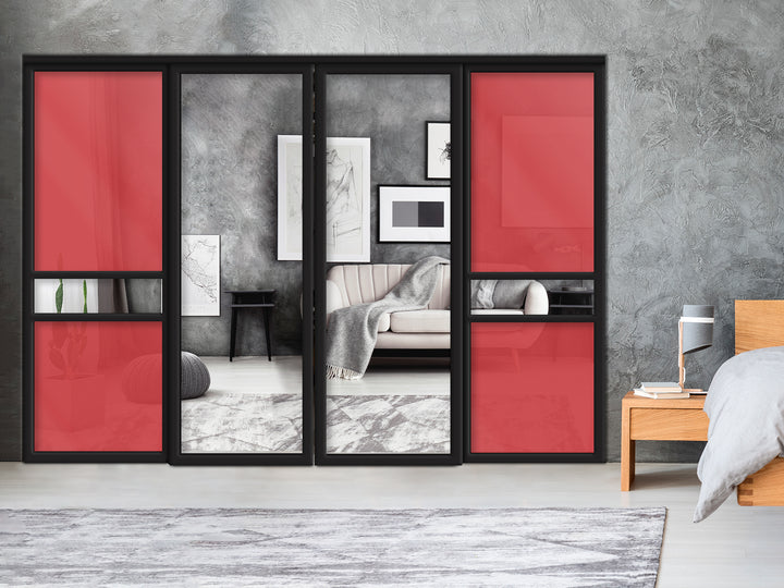 Sliding Bypass Closet Door with Glass & Mirror Panel Inserts MBS4 -0553 - DoorDiscounter