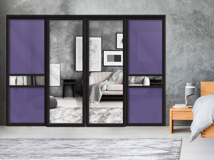 Sliding Bypass Closet Door with Glass & Mirror Panel Inserts MBS4 - 0551 - DoorDiscounter