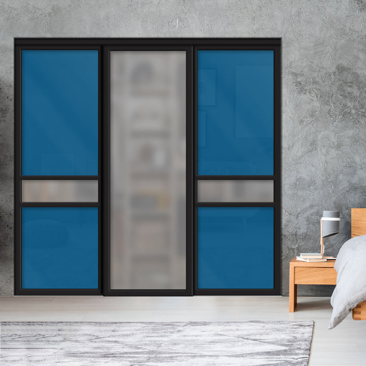Sliding Bypass Closet Door with Glass & Mirror Panel Inserts MBSD - 0542 - DoorDiscounter
