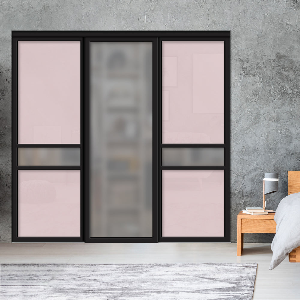 Sliding Bypass Closet Door with Glass & Mirror Panel Inserts MBSD - 0540 - DoorDiscounter