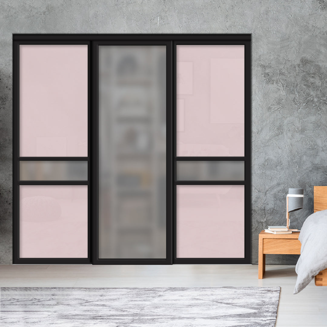 Sliding Bypass Closet Door with Glass & Mirror Panel Inserts MBSD - 0540 - DoorDiscounter