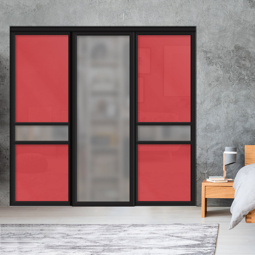 Sliding Bypass Closet Door with Glass & Mirror Panel Inserts MBSD - 0539 - DoorDiscounter