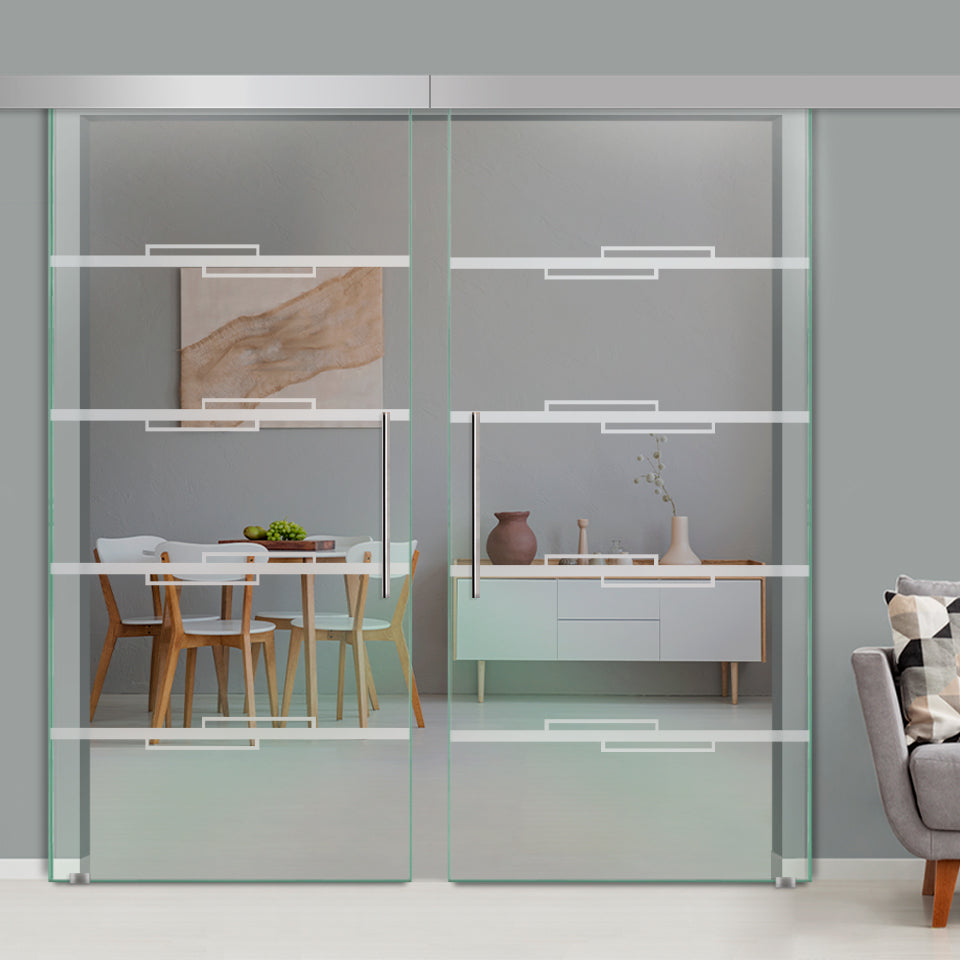 Double Sliding Glass Barn Door A100 SGB2 - 3740 - DoorDiscounter