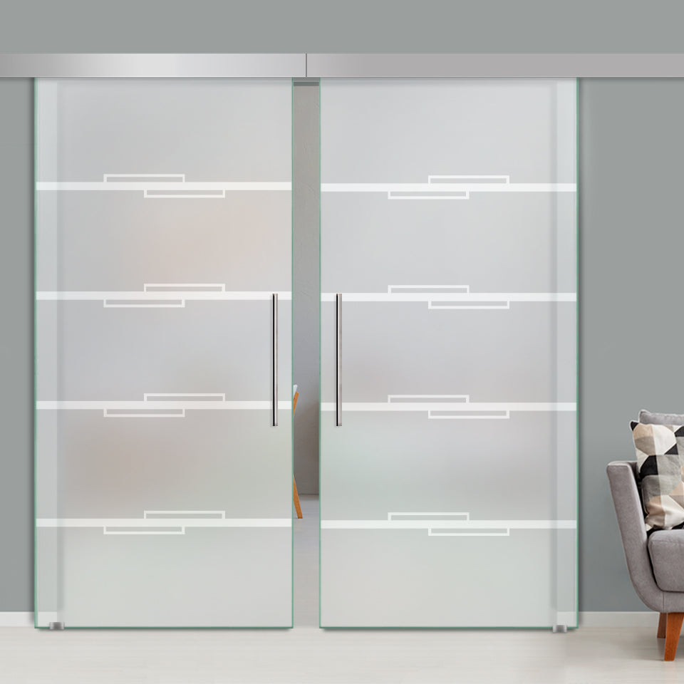 Double Sliding Glass Barn Door A100 SGB2 - 3740 - DoorDiscounter