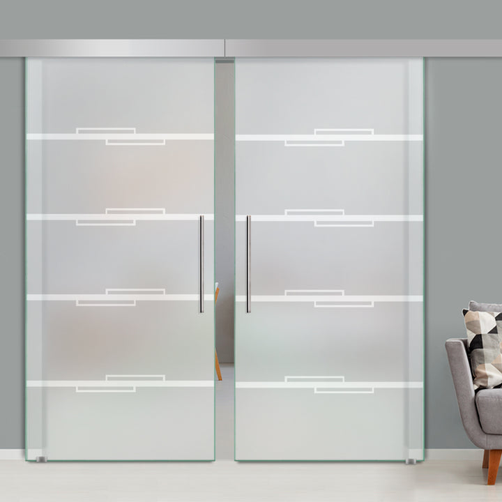 Double Sliding Glass Barn Door A100 SGB2 - 3740 - DoorDiscounter