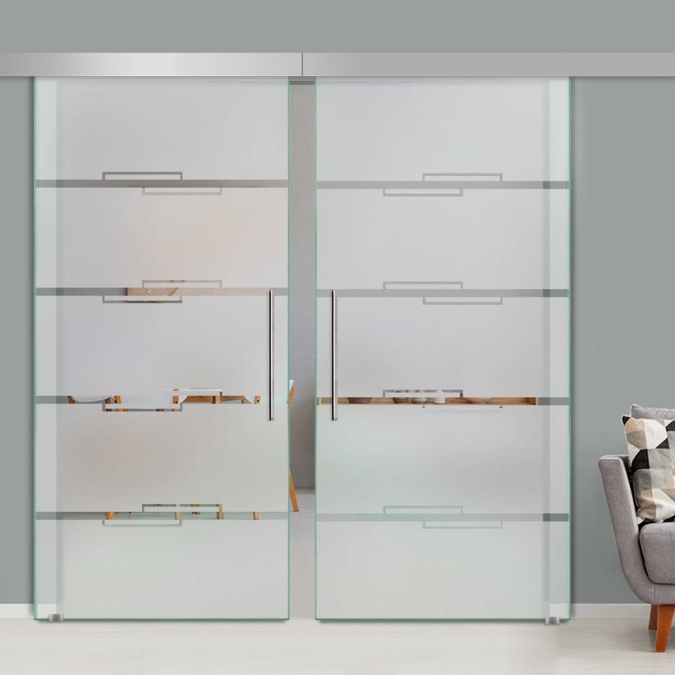 Double Sliding Glass Barn Door A100 SGB2 - 3740 - DoorDiscounter