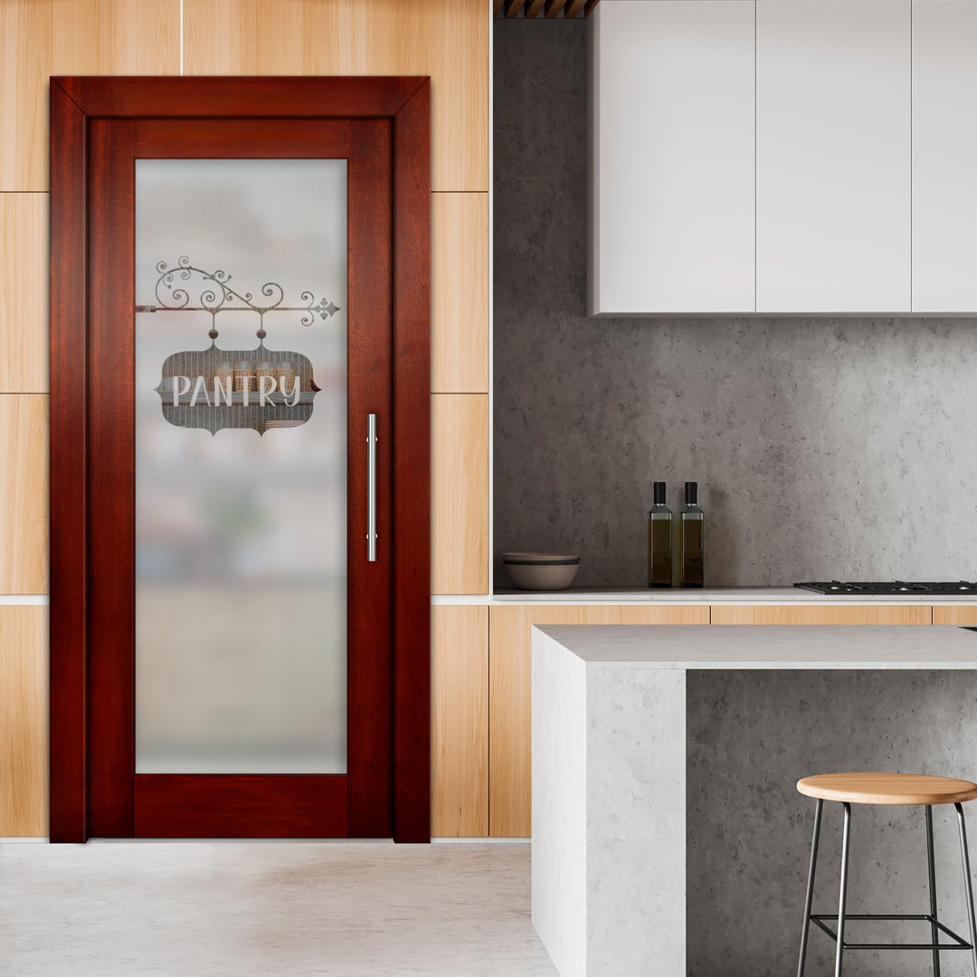 Self Closing Pivot Wooden Glass Door with Pantry Design Pwgd - 0466