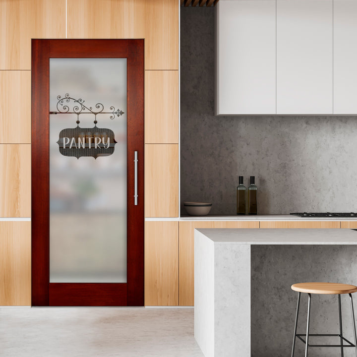Self Closing Pivot Wooden Glass Door with Pantry Design Pwgd - 0466
