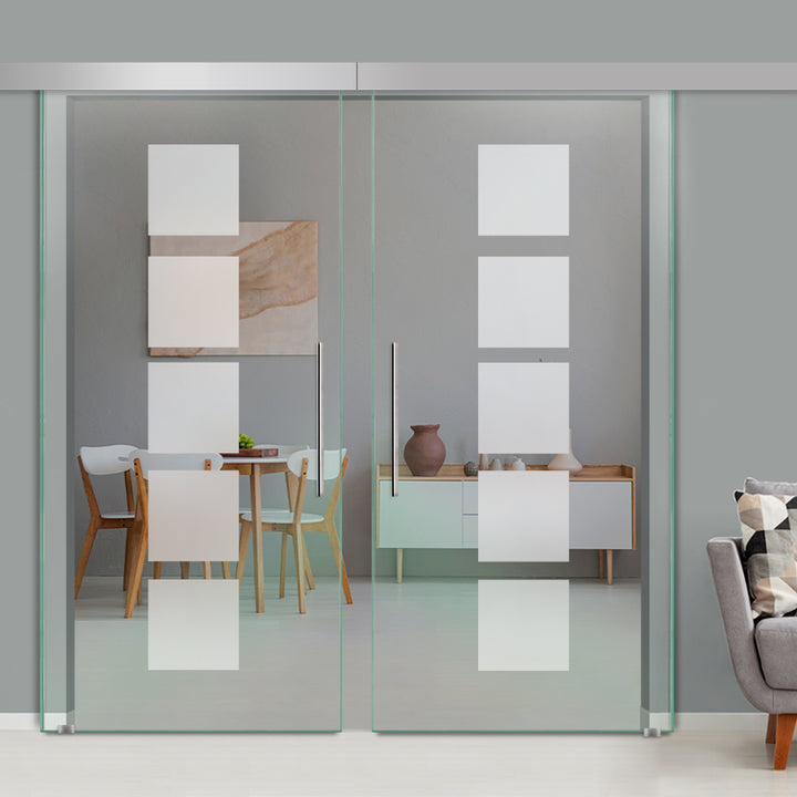 Double Sliding Glass Barn Door A100 SGB2 - 3741 - DoorDiscounter