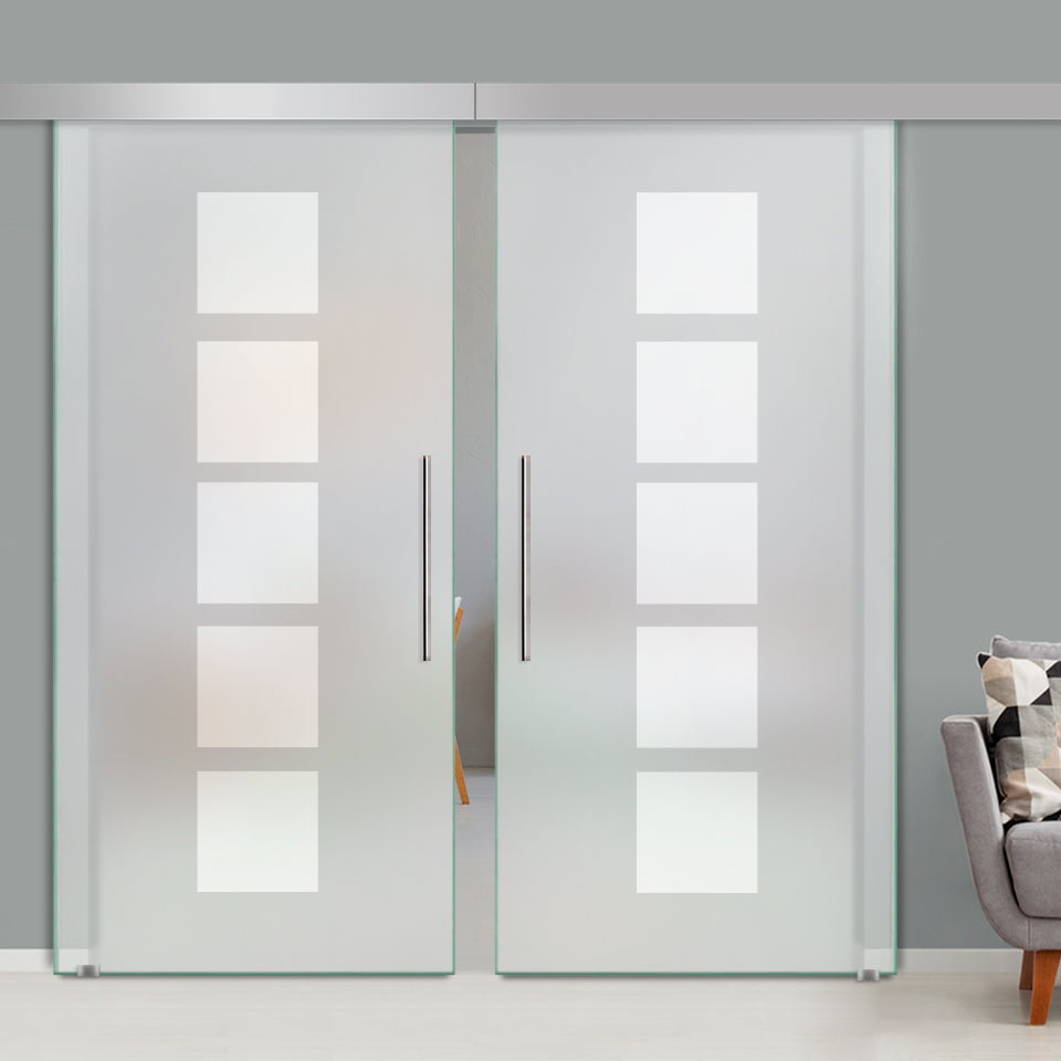 Double Sliding Glass Barn Door A100 SGB2 - 3741 - DoorDiscounter