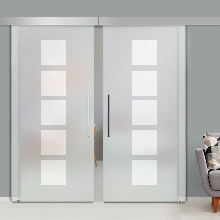 Double Sliding Glass Barn Door A100 SGB2 - 3741 - DoorDiscounter