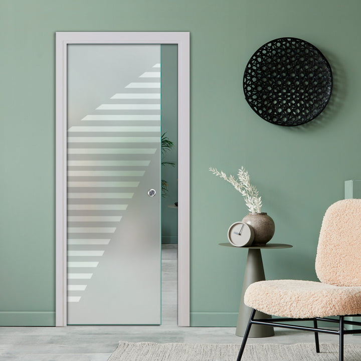 SLIDING POCKET GLASS DOOR WITH TRACK SYSTEM SPTS - 2546 - DoorDiscounter