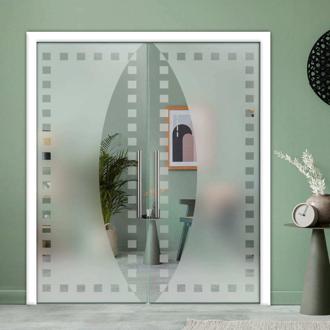 DOUBLE SLIDING POCKET GLASS DOOR WITH TRACK SYSTEM DPTS - 2621 - DoorDiscounter