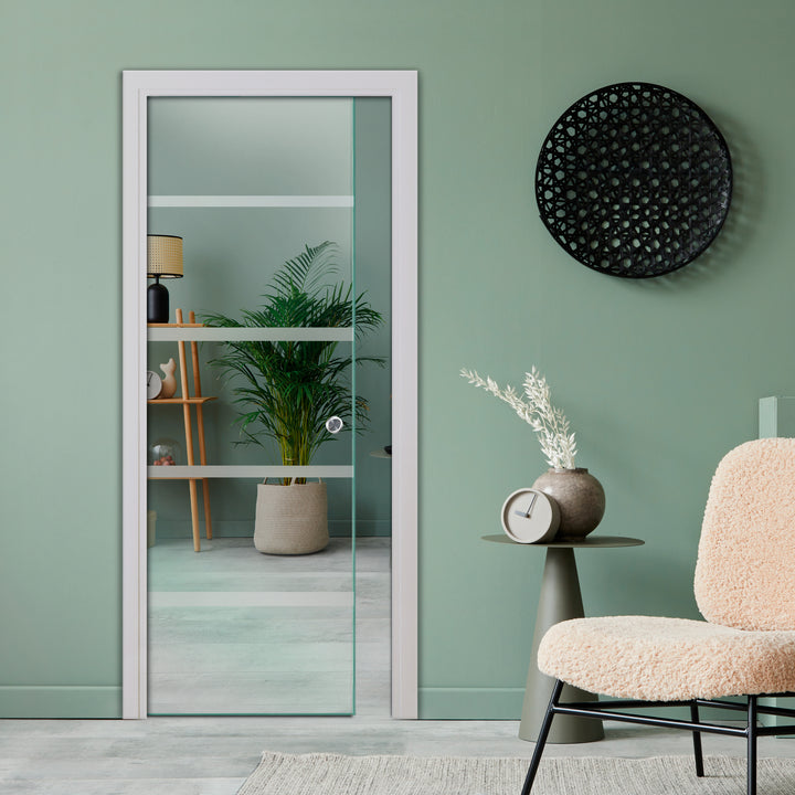 SLIDING POCKET GLASS DOOR WITH TRACK SYSTEM SPTS - 2535 - DoorDiscounter