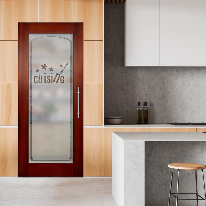 Self Closing Pivot Wooden Glass Door with Pantry Design Pwgd - 0469