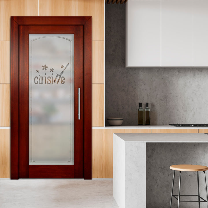 Self Closing Pivot Wooden Glass Door with Pantry Design Pwgd - 0469