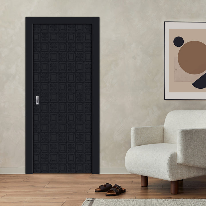 Flush Pocket Door With CNC Engraved Design FPED - 4162
