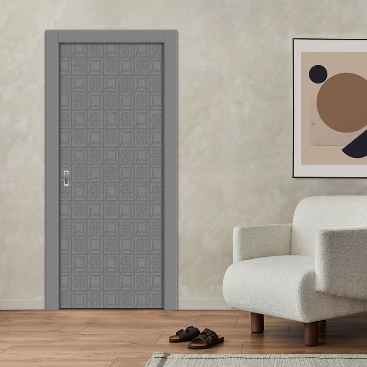 Flush Pocket Door With CNC Engraved Design FPED - 4162