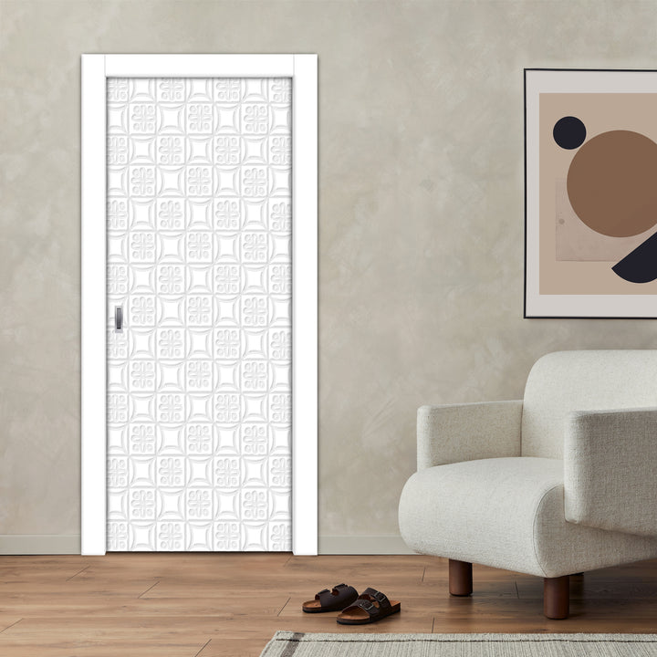 Flush Pocket Door With CNC Engraved Design FPED - 4162