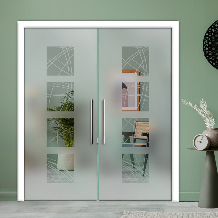 DOUBLE SLIDING POCKET GLASS DOOR WITH TRACK SYSTEM DPTS - 2641 - DoorDiscounter