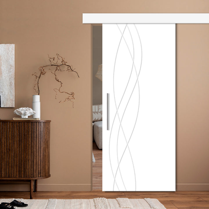 Modern Interior Flush Sliding Barn Door with CNC Router Design MICD - 1224 - DoorDiscounter