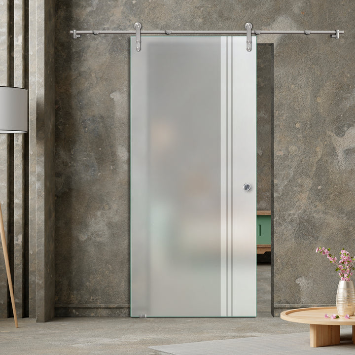 GLASS SLIDING BARN DOOR WITH DESIGN V1000 GSBD - 3297 - DoorDiscounter