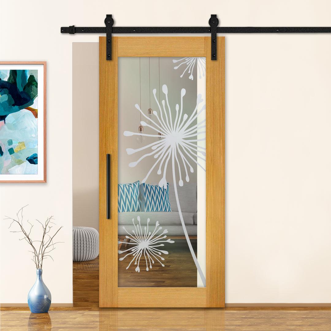 Sliding Barn Door with Frosted Design SBDF - 2352 - DoorDiscounter