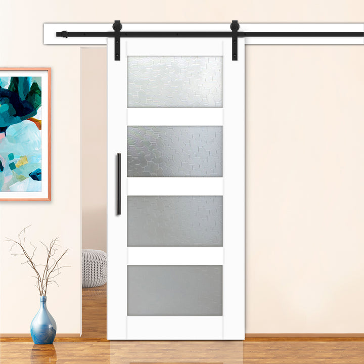 36" x 84" (Ready to Ship) 4 Lite Sliding Barn Door Glass Insert | Karatachi Glass | ++Liquidation Sale++ - DoorDiscounter