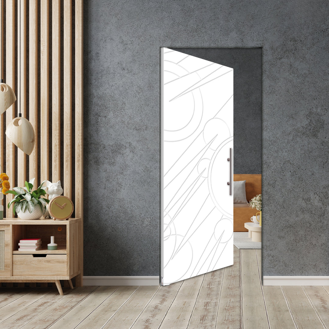 Self Closing Pivot Door with CNC Engraving Design PMR1 - 0600 - DoorDiscounter