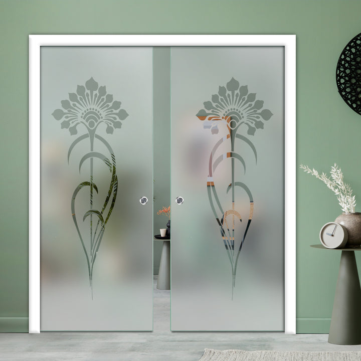 DOUBLE SLIDING POCKET GLASS DOOR WITH TRACK SYSTEM DPTS - 2648 - DoorDiscounter