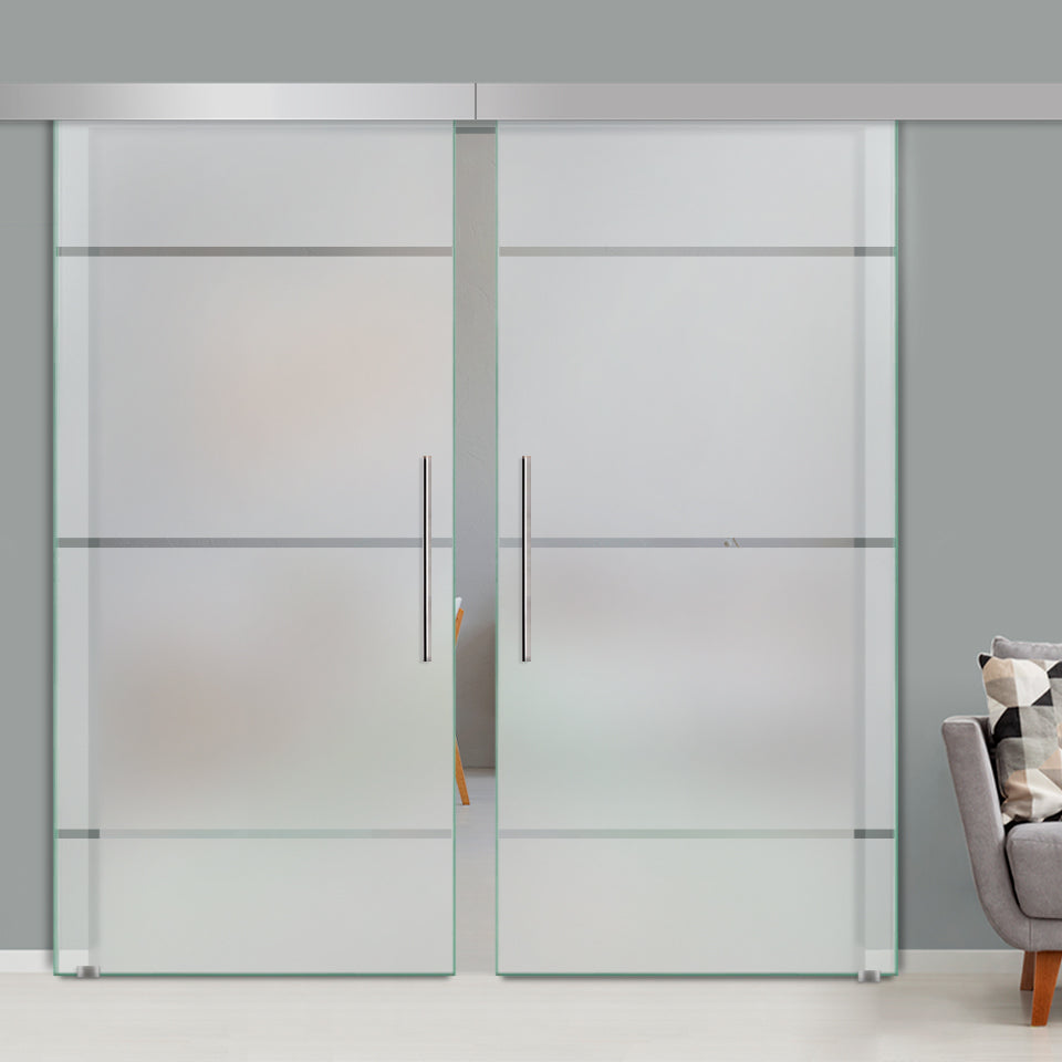 Double Sliding Glass Barn Door A100 SGB2 - 3747 - DoorDiscounter