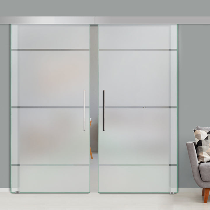 Double Sliding Glass Barn Door A100 SGB2 - 3747 - DoorDiscounter