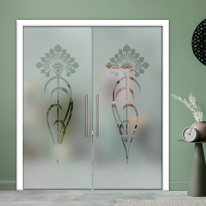 DOUBLE SLIDING POCKET GLASS DOOR WITH TRACK SYSTEM DPTS - 2648 - DoorDiscounter
