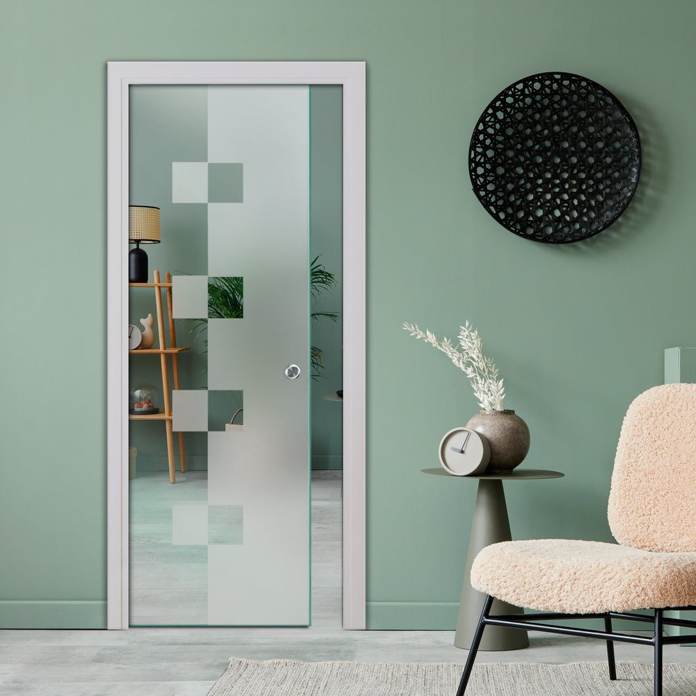 SLIDING POCKET GLASS DOOR WITH TRACK SYSTEM SPTS - 2522 - DoorDiscounter