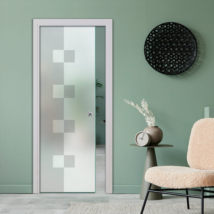 SLIDING POCKET GLASS DOOR WITH TRACK SYSTEM SPTS - 2522 - DoorDiscounter