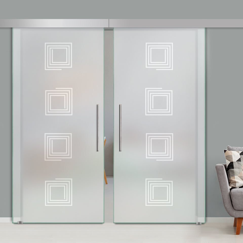 Double Sliding Glass Barn Door A100 SGB2 - 3748 - DoorDiscounter