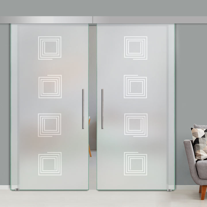 Double Sliding Glass Barn Door A100 SGB2 - 3748 - DoorDiscounter