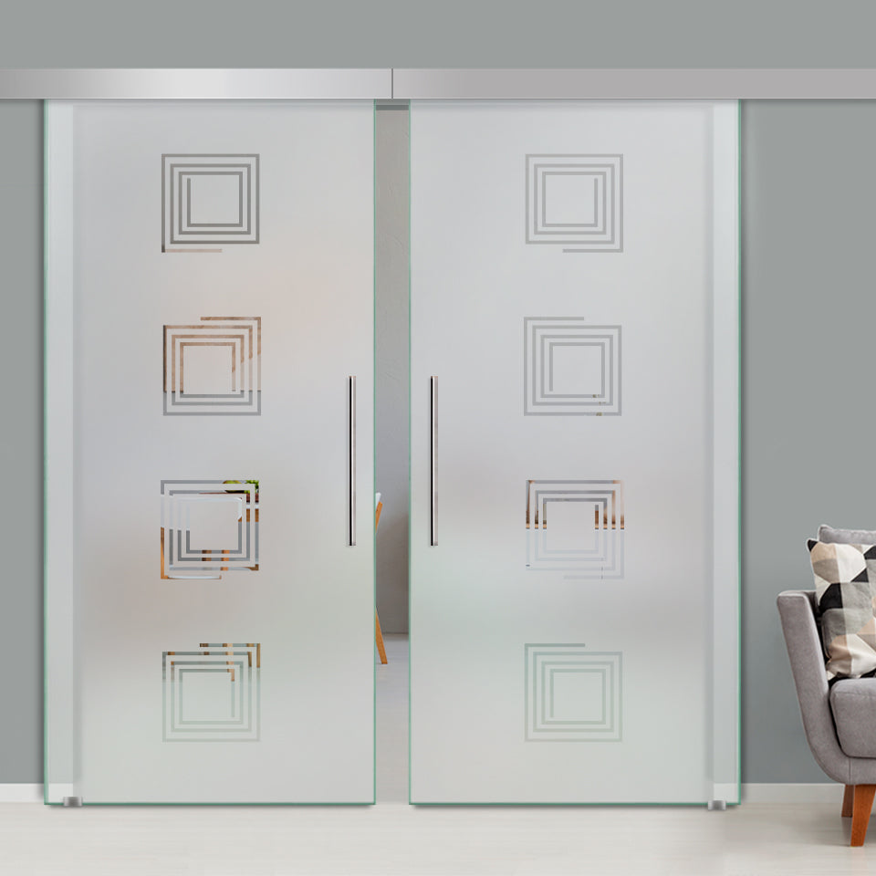 Double Sliding Glass Barn Door A100 SGB2 - 3748 - DoorDiscounter