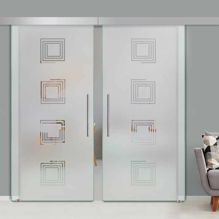 Double Sliding Glass Barn Door A100 SGB2 - 3748 - DoorDiscounter